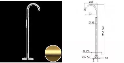 Излив к смесителю «Daniel» Swing S204708DP 25 брашированное золото