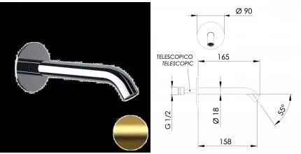 Излив к смесителю «Daniel» Tokyo TK4704BDP 15,8 брашированное золото