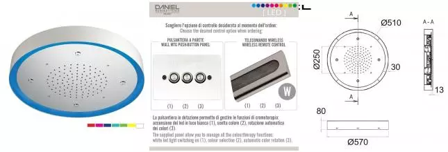 Верхний душ «Daniel» A578ALCM57W хром