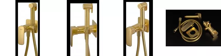 Смеситель с гигиеническим душем «Daniel» Tiara TA645BP4DCDP брашированное золото Смеситель с гигиеническим душем «Daniel» Tiara TA645BP4DCDP брашированное золото