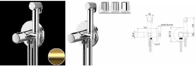 Смеситель с гигиеническим душем «Daniel» Trilogy TG6454DCDP брашированное золото Смеситель с гигиеническим душем «Daniel» Trilogy TG6454DCDP брашированное золото