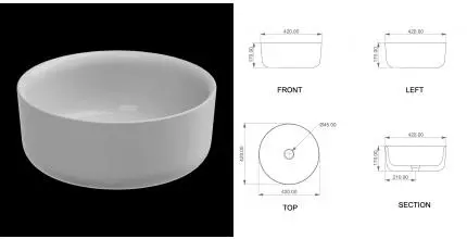 Раковина накладная 42 см GSG Ceramic Design Hit! HILAVRO42000, белый глянцевый, шт HILAVRO42000 · Hit, GSG, HILAVRO42000