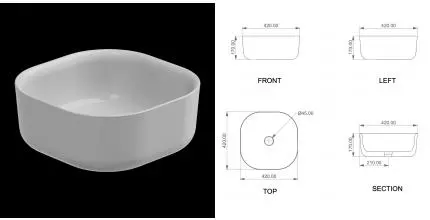 Раковина накладная 42 см GSG HIT! HILAVQU42000, белый глянцевый, шт HILAVQU42000 · Hit, GSG, HILAVQU42000