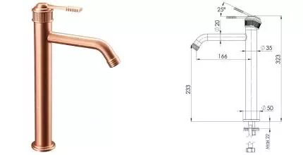 Смеситель для раковины «Remer» Atelier AL11LXLRP брашированная медь Смеситель для раковины «Remer» Atelier AL11LXLRP брашированная медь