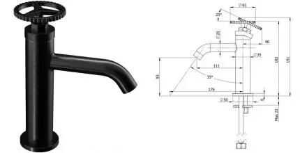 Смеситель для раковины «Remer» Chrono CH12CFP брашированный чёрный хром Смеситель для раковины «Remer» Chrono CH12CFP брашированный чёрный хром