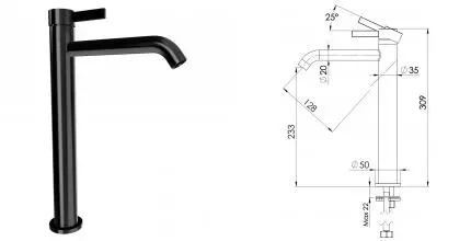 Смеситель для раковины «Remer» Metrica MC11LXLCFP брашированный чёрный хром