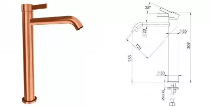 Смеситель для раковины «Remer» Metrica MC11LXLRP брашированная медь
