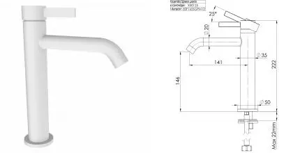 Смеситель для раковины «Remer» Metrica MC12ABO белый матовый