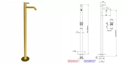 Смеситель для раковины «Remer» Metrica MC18BG с донным клапаном брашированное золото