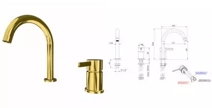 Смеситель для раковины «Remer» Metrica MC57DO золото