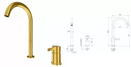 Смеситель для раковины «Remer» Metrica MC57LBG брашированное золото