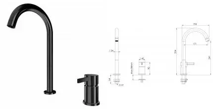 Смеситель для раковины «Remer» Metrica MC57LCFP брашированный чёрный хром