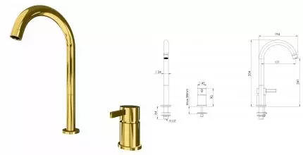 Смеситель для раковины «Remer» Metrica MC57LDO золото