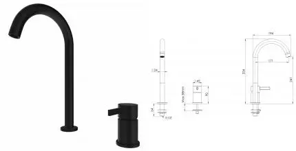 Смеситель для раковины «Remer» Metrica MC57LNO чёрный матовый