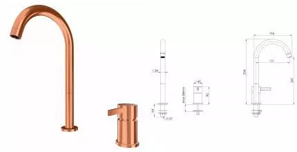 Смеситель для раковины «Remer» Metrica MC57LRP брашированная медь