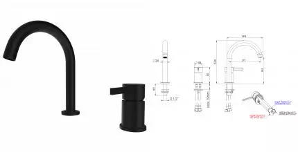 Смеситель для раковины «Remer» Metrica MC57NO чёрный матовый