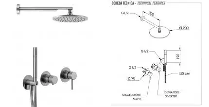 Душевая система «Remer» X-style X96S02ONP брашированный никель