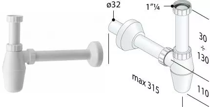 Cифон 1 1/4", ABS, OMP Tea 217.444.5, шт 217.444.5 · OMP Tea, 217.444.5
