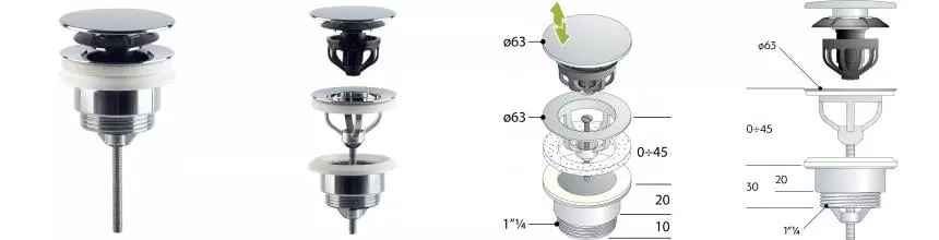 Донный клапан для раковины «OMP Tea» 7532.310.5 с механизмом Клик-Клак хром