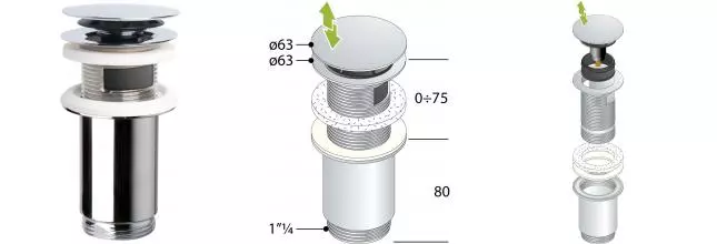 Донный клапан для раковины «OMP Tea» 7533.370.5 с механизмом Клик-Клак хром