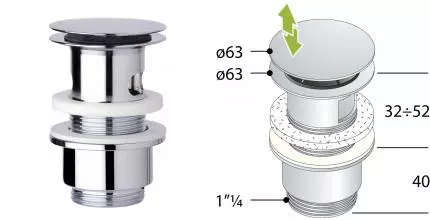 Донный клапан для раковины «OMP Tea» 8530.360.5 с механизмом Клик-Клак хром