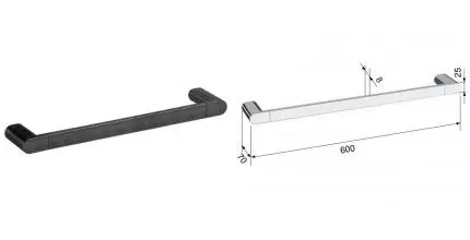 Полотенцедержатель «Remer» Lounge LN30CFP на стену шлифованный чёрный хром