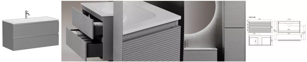 Тумба с раковиной «Sancos» Folk 100 (Element 101/45,7) подвесная Ergraut soft Тумба с раковиной «Sancos» Folk 100 (Element 101/45,7) подвесная Ergraut soft