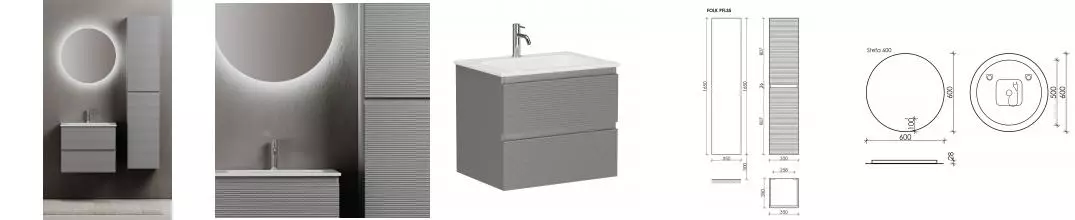 Мебель для ванной подвесная «Sancos» Folk 60 Ergraut soft