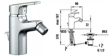 Смеситель для биде «Laufen» Citypro HF500910100000 с донным клапаном хром Смеситель для биде «Laufen» Citypro HF500910100000 с донным клапаном хром