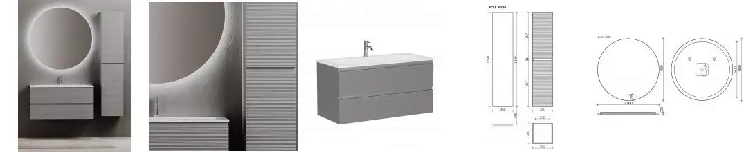 Мебель для ванной подвесная «Sancos» Folk 100 Ergraut soft Мебель для ванной подвесная «Sancos» Folk 100 Ergraut soft