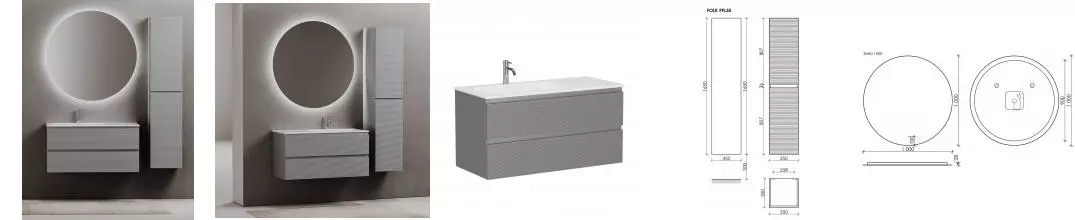 Мебель для ванной подвесная не угловая «Sancos» Folk 100 Ergraut soft левая/правая Мебель для ванной подвесная не угловая «Sancos» Folk 100 Ergraut soft левая/правая