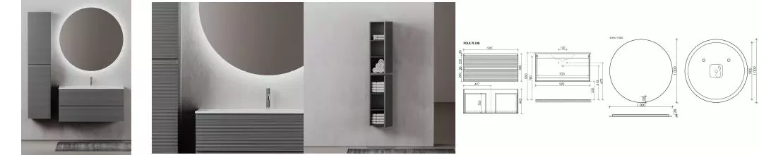 Мебель для ванной подвесная «Sancos» Folk 100 Grey soft Мебель для ванной подвесная «Sancos» Folk 100 Grey soft