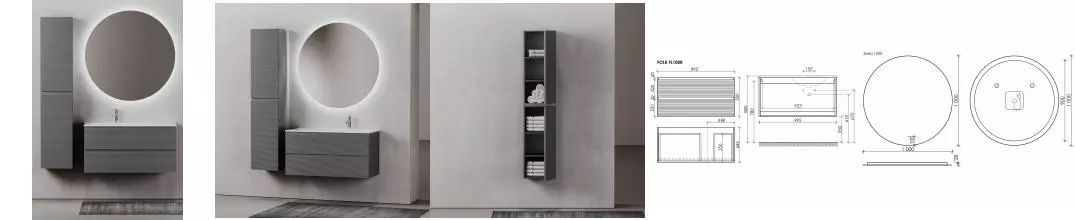 Мебель для ванной подвесная не угловая «Sancos» Folk 100 Grey soft левая/правая Мебель для ванной подвесная не угловая «Sancos» Folk 100 Grey soft левая/правая