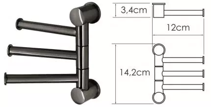 Тройной поворотный полотенцедержатель «WasserKRAFT» K-1053GM оружейная сталь
