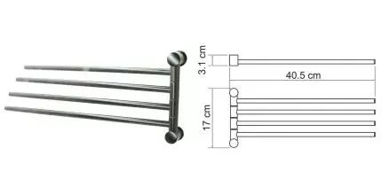 Четверной поворотный полотенцедержатель «WasserKRAFT» K-1034GM оружейная сталь