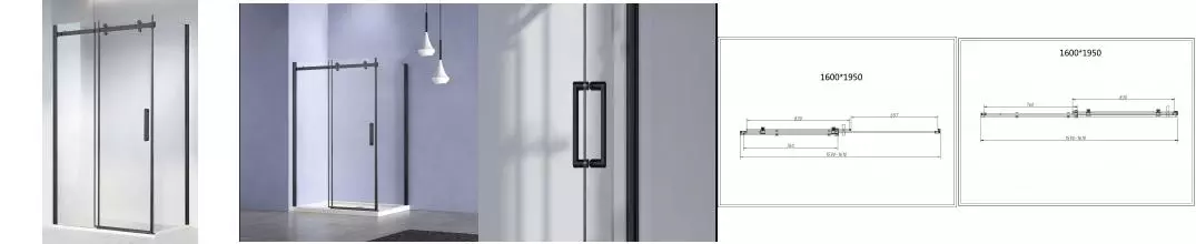 Душевой угол-ограждение «Vincea» Como-N VSR-4CN9016CLB 160/90 прозрачный/чёрный прямоугольный без поддона универсальный