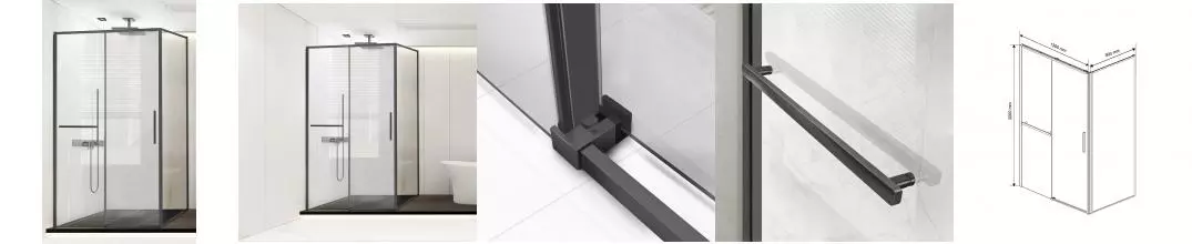 Душевой угол-ограждение «Vincea» Slim Soft VSR-1SS9013CLGM 130/90 прозрачный/вороненая сталь прямоугольный без поддона универсальный