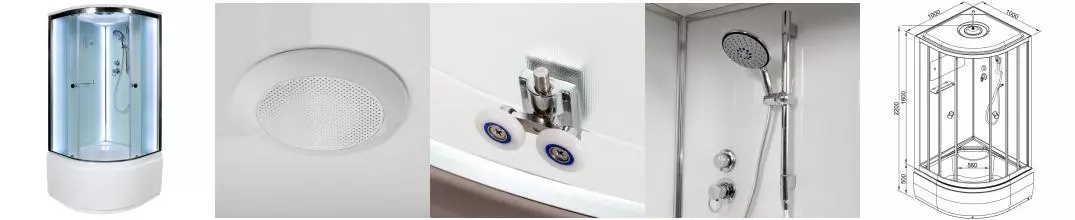 Душевая кабина «AvaCan» D10S LED 100/100 высокий поддон матовая/хром с электрикой Душевая кабина «AvaCan» D10S LED 100/100 высокий поддон матовая/хром с электрикой