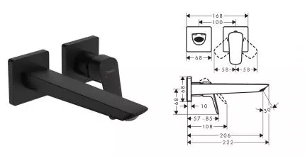 Внешняя часть смесителя «Hansgrohe» Logis 71256670 22,2 чёрная матовая Внешняя часть смесителя «Hansgrohe» Logis 71256670 22,2 чёрная матовая