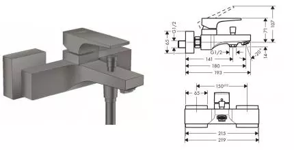 Смеситель для ванны «Hansgrohe» Metropol 32540340 шлифованный чёрный хром Смеситель для ванны «Hansgrohe» Metropol 32540340 шлифованный чёрный хром