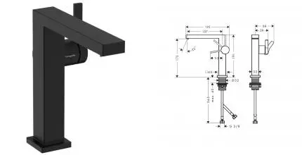 Смеситель для раковины «Hansgrohe» Tecturis E 73040670 с донным клапаном чёрный матовый Смеситель для раковины «Hansgrohe» Tecturis E 73040670 с донным клапаном чёрный матовый