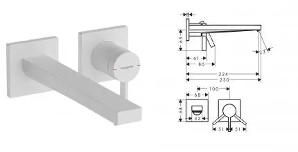 Внешняя часть смесителя «Hansgrohe» Tecturis E 73051700 23 белая матовая Внешняя часть смесителя «Hansgrohe» Tecturis E 73051700 23 белая матовая