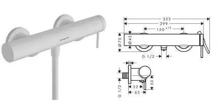 Смеситель для душа «Hansgrohe» Tecturis S 73622700 белый матовый Смеситель для душа «Hansgrohe» Tecturis S 73622700 белый матовый