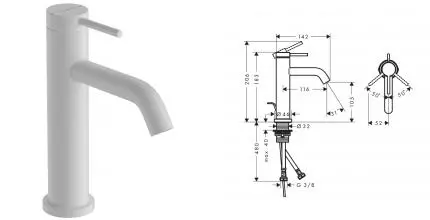 Смеситель для раковины «Hansgrohe» Tecturis S 73310700 с донным клапаном белый матовый Смеситель для раковины «Hansgrohe» Tecturis S 73310700 с донным клапаном белый матовый