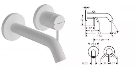 Внешняя часть смесителя «Hansgrohe» Tecturis S 73350700 17,5 белая матовая Внешняя часть смесителя «Hansgrohe» Tecturis S 73350700 17,5 белая матовая