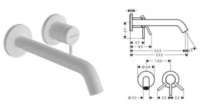 Внешняя часть смесителя «Hansgrohe» Tecturis S 73351700 23,5 белая матовая Внешняя часть смесителя «Hansgrohe» Tecturis S 73351700 23,5 белая матовая