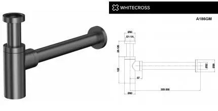 Сифон для раковины «Whitecross» A186GM оружейная сталь Сифон для раковины «Whitecross» A186GM оружейная сталь