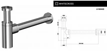 Сифон для раковины «Whitecross» A186NIB брашированный никель Сифон для раковины «Whitecross» A186NIB брашированный никель