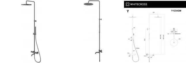 Душевая система «Whitecross» Y Y1234GM с термостатом оружейная сталь