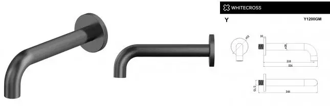 Излив к смесителю «Whitecross» Y1200GM 22,4 оружейная сталь